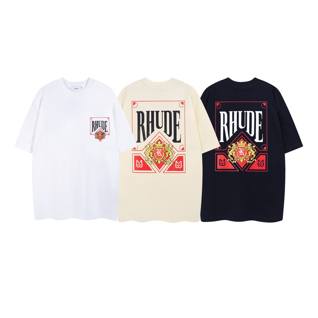 American Marlboro Street Wear Fashion Poker Print Loose Mens Pure Cotton Short-Sleeved T-Shirt Y2671