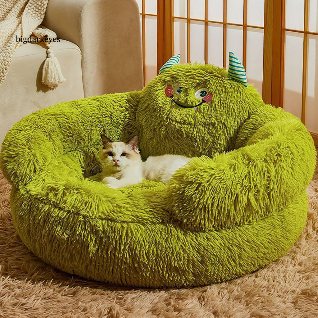 Plush Cozy Cat Bed Pp Cotton Cat Bed Plush Cat Donut Bed with Lift Head Neck Support – Cozy Round Cu