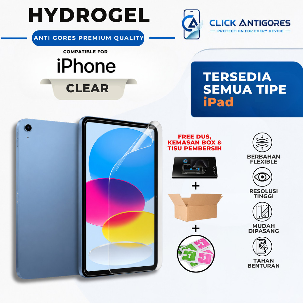 IPad Air 13 M3 Air 13 M2 iPad Pro 13 M4 iPad Pro 12.9 Gen 6 Gen 5 Gen 4 Click Anti Scratch Hydrogel 