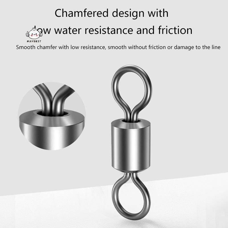 {maybest} 100 ชิ้นหมุนตกปลาสแตนเลส Rolling Swivels Fishing Line Connector Micro Swivel Fishing Lure Solid Ring Swivel {TH}