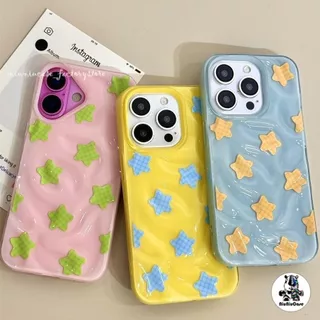 เคสไอโฟน 17 11 15 สำหรับ iPhone 16 13 11 15 14 12 Pro Max 15 14 16 7 8 Plus XR X XS Case ผ้าคลุมระบายลายคลื่นดาวน้อยสด