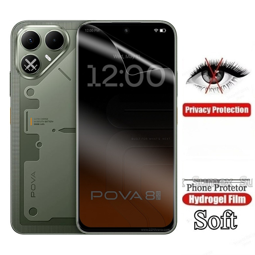 ฟิล์ม Hydrogel แบบนุ่มส่วนตัวสําหรับ Tecno Pova 8 Pro 5G Anti-Spy ป้องกันหน้าจอฟิล์มไม่แก้วสําหรับ P