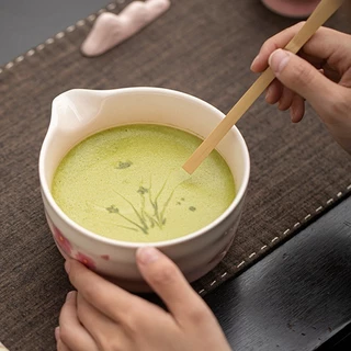 ถ้วยชงมัทฉะ สีดอกซากุระ ถ้วยชงชา chawan matcha 550ml พุดดิ้งไข่นึ่ง ชงชา ชามขนมหวานถ้วยกาแฟนม