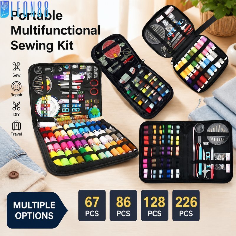 ของมาใหม่！ชุดเข็มและด้าย DIY กล่องเย็บผ้าพกพา 226ชิ้น อุปกรณ์เย็บผ้าครบชุด
