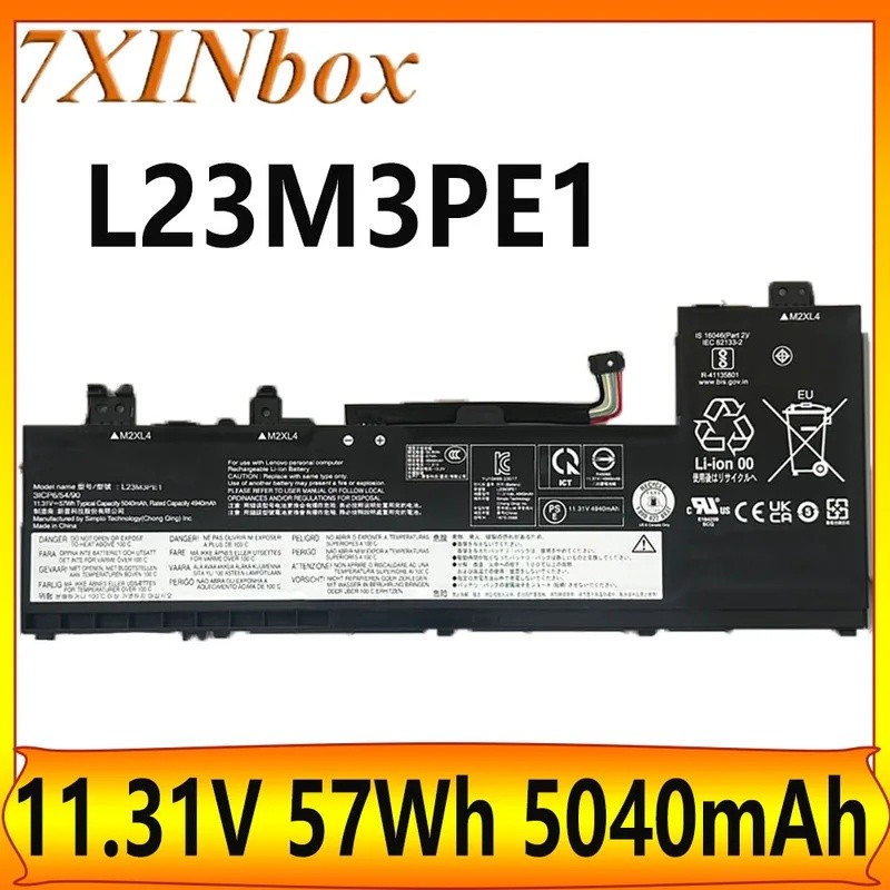 7XINbox 57Wh L23M3PE1 L23B3PE1 11.31V 5040mAh แบตเตอรี่แล็ปท็อปสําหรับ Lenovo IdeaPad 5 2-IN-1 2024 