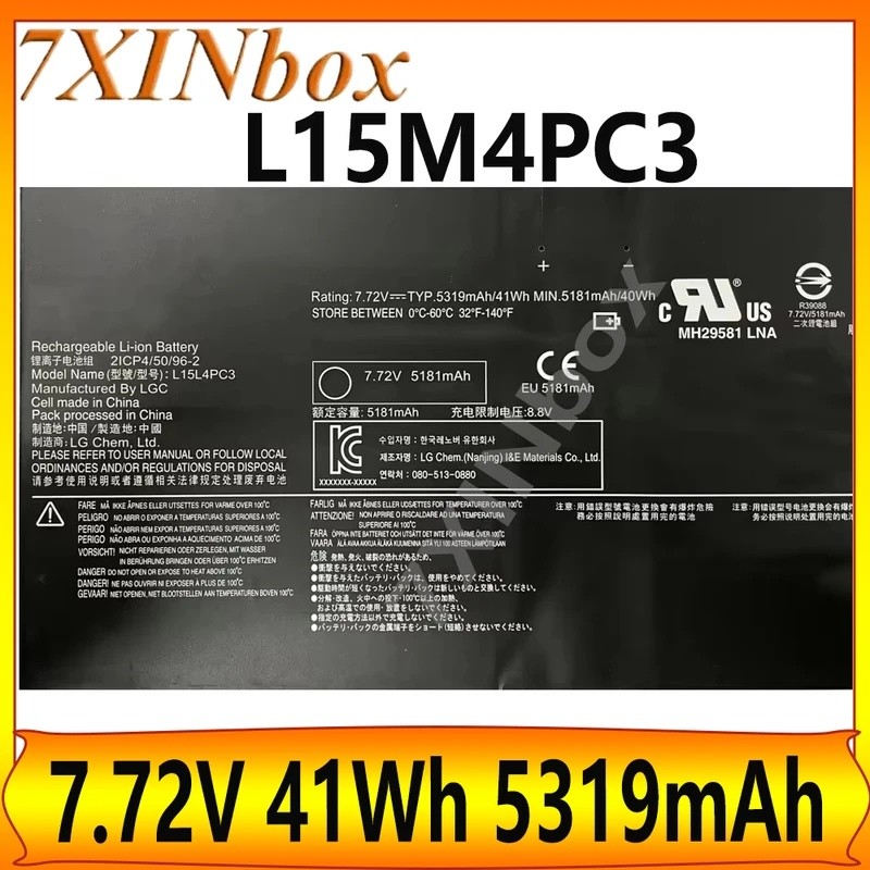 7XINbox L15M4PC3 L15L4PC3 7.72V 41Wh แบตเตอรี่แล็ปท็อปสําหรับ IdeaPad Miix 720-12IKB 5 Pro 5B10L7250