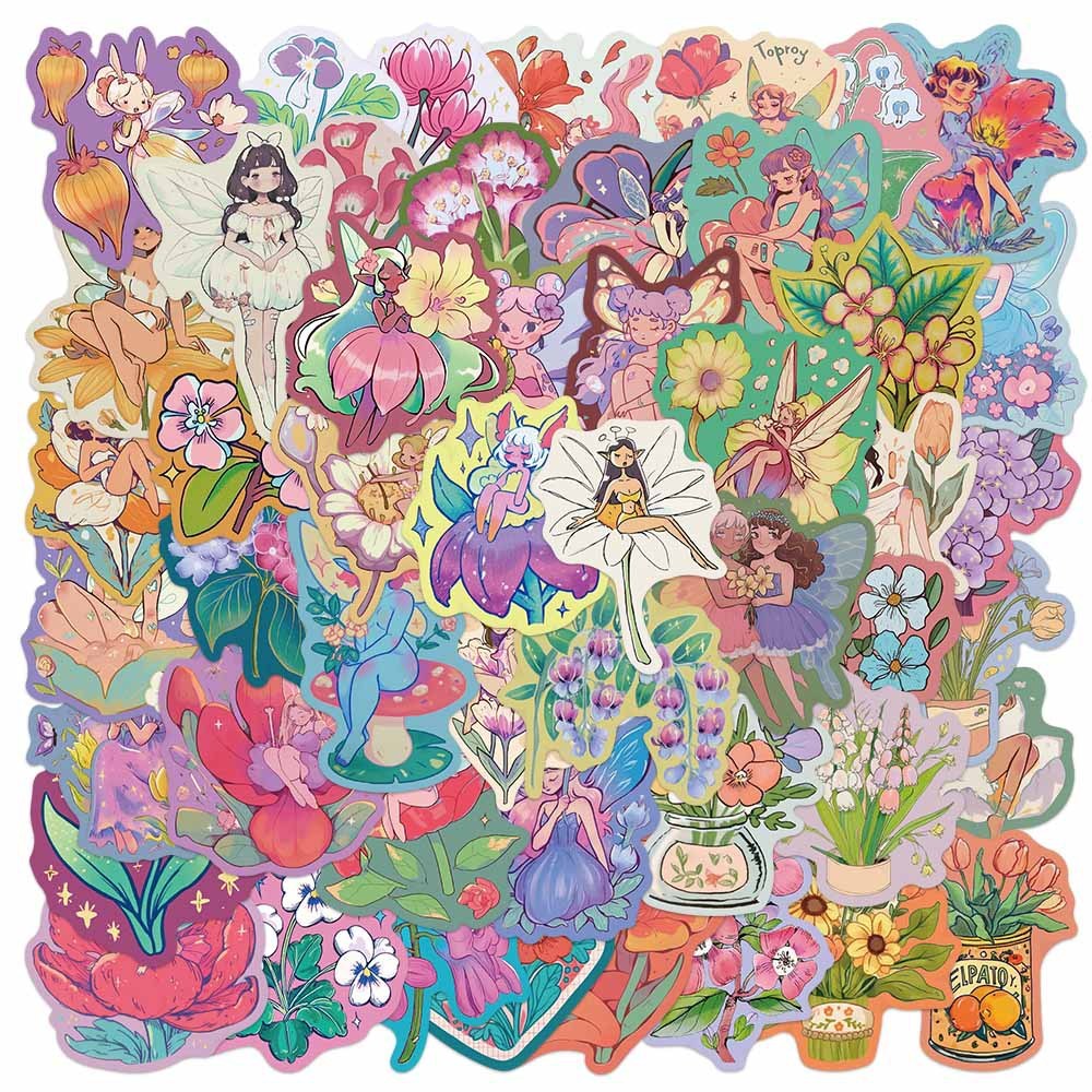 50 ชิ้นน่ารักการ์ตูนดอกไม้ Fairy สติกเกอร์ความงาม Decals DIY เครื่องเขียนแล็ปท็อป Cool สติกเกอร์กันน้ํา