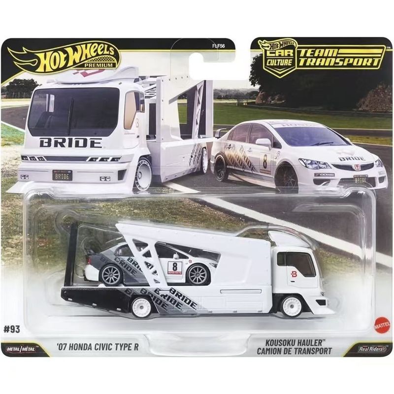 Hot Wheels Car Culture Iron Sole Rubber Honda Civic Transport Fleet Alloy Car Model FLF56