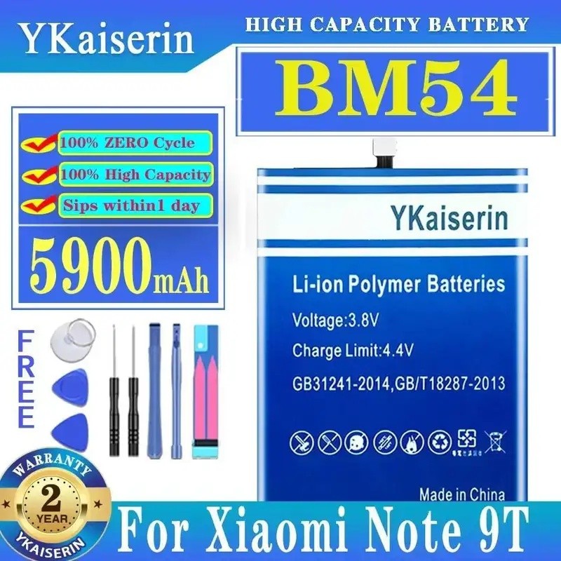 YKaiserin แบตเตอรี่ BM54 BM 54 5900mAh สําหรับ Xiaomi Note 9T MTK 800U แบตเตอรี่โทรศัพท์มือถือ
