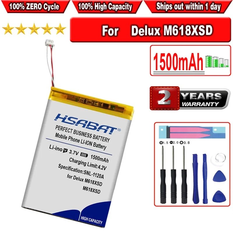 HSABAT แบตเตอรี่ 1500mAh สําหรับ Delux M618XSD เมาส์บลูทูธไร้สาย