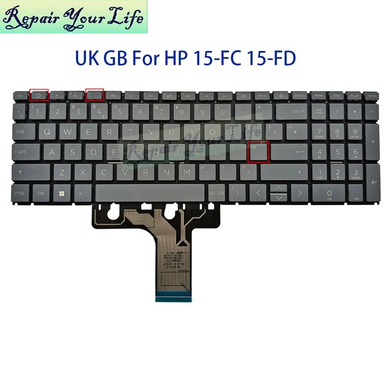 UK GB คีย์บอร์ดละตินสําหรับ HP 15-FC 15-FD 15Z-FC 15T-FD 15-fc0000, Euro LA สเปนแป้นพิมพ์โน้ตบุ๊ค N3