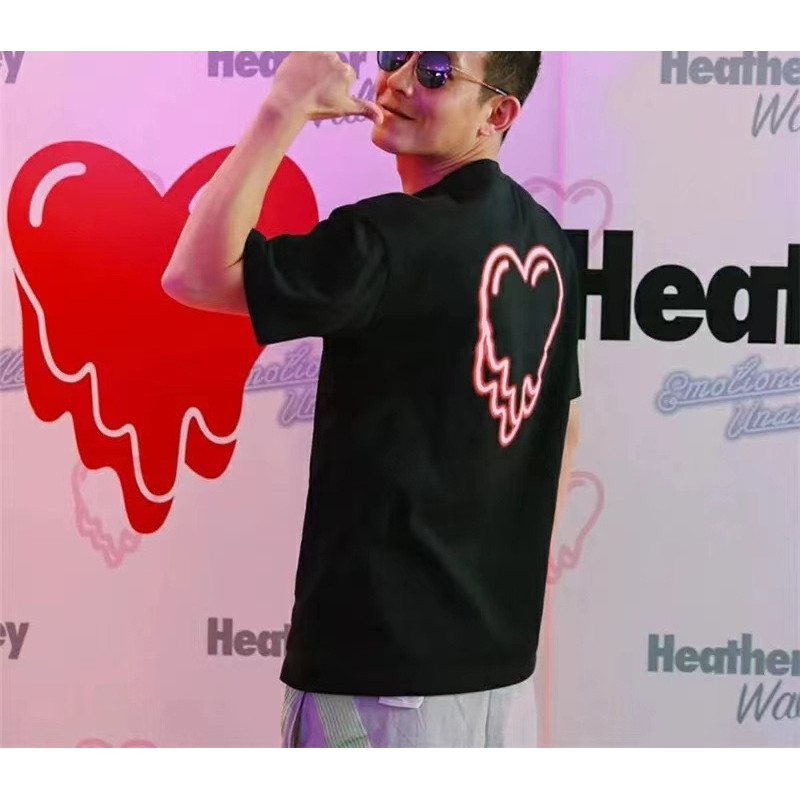 ผ้าฝ้าย 100% Bouncing Trend Limited Neon Light ละลาย Love Edison Chen แขนสั้น
