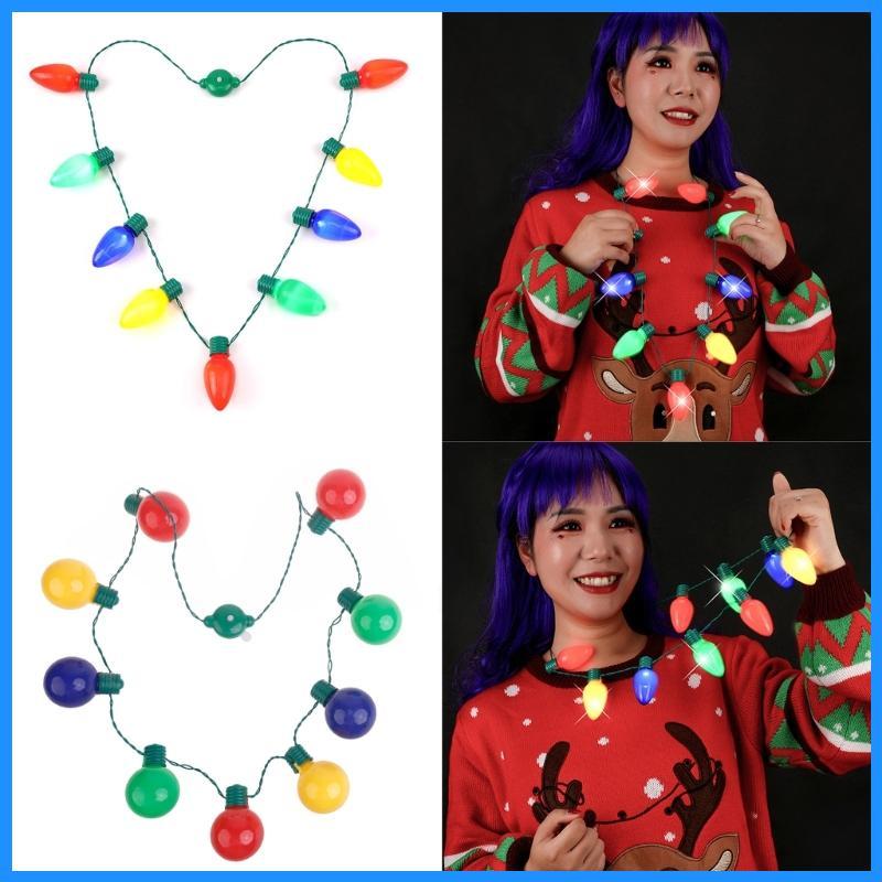 Luk LED Light up Bulbs Necklace Christmas Bulbs Necklace for Christmas Party Favor