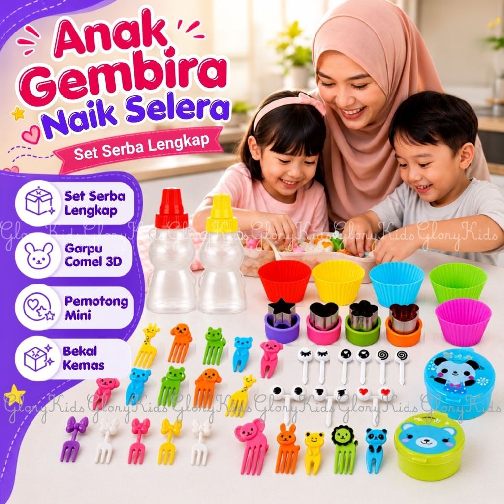 Combo Bento Comel Acuan ชุด Bento อุปกรณ์เสริม Bekal Kome เด็กกล่องอาหารกลางวัน Alat Hiasan Bento 便盒