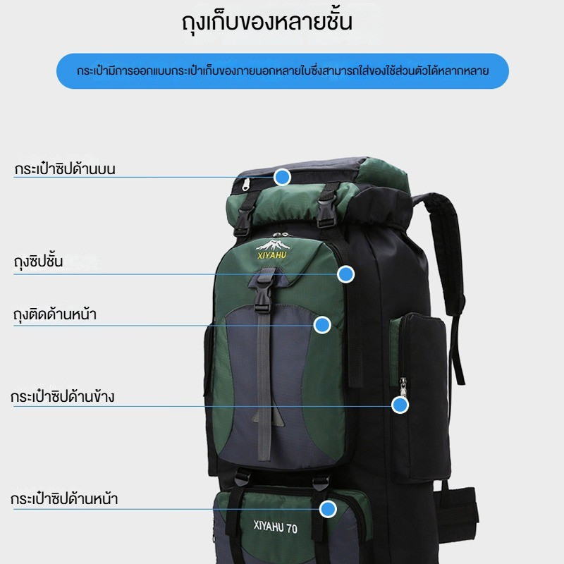 กระเป๋าปีนเขา กระเป๋าเป้สะพายหลังเดินป่ากลางแจ้ง ขนาด 70L รูปที่ 5