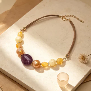 Elegant สีสันลูกปัด Bib สร้อยคอชาติพันธุ์ Boho ลูกปัดอะคริลิคเรขาคณิตสไตล์สร้อยคอสั้นหนัง Choker Chunky Choker สร้อยคอ