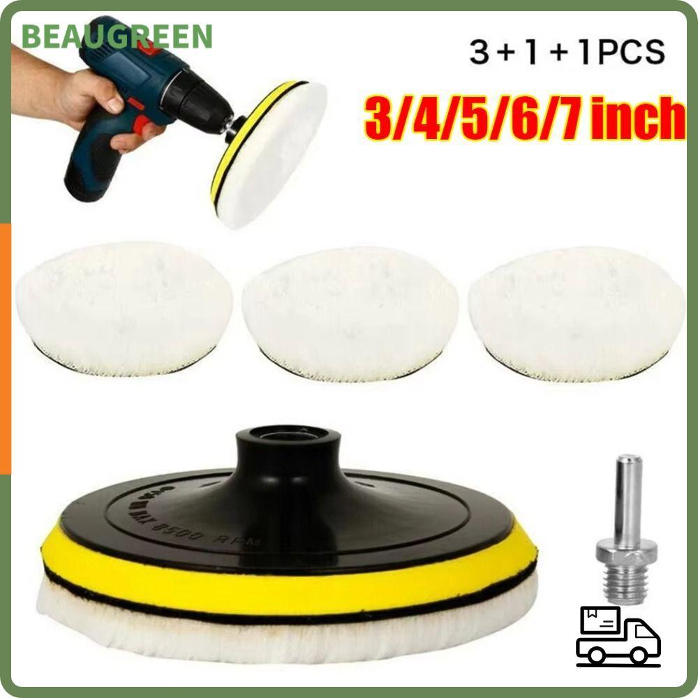 BEAUGREEN 5 ชิ้นรถแว็กซ์ฟองน้ําดิสก์, 3/4/5/6/7 นิ้ว T-shape ชุดแผ่นขัดรถ, ทนทาน Flocking ขนสัตว์ขัด