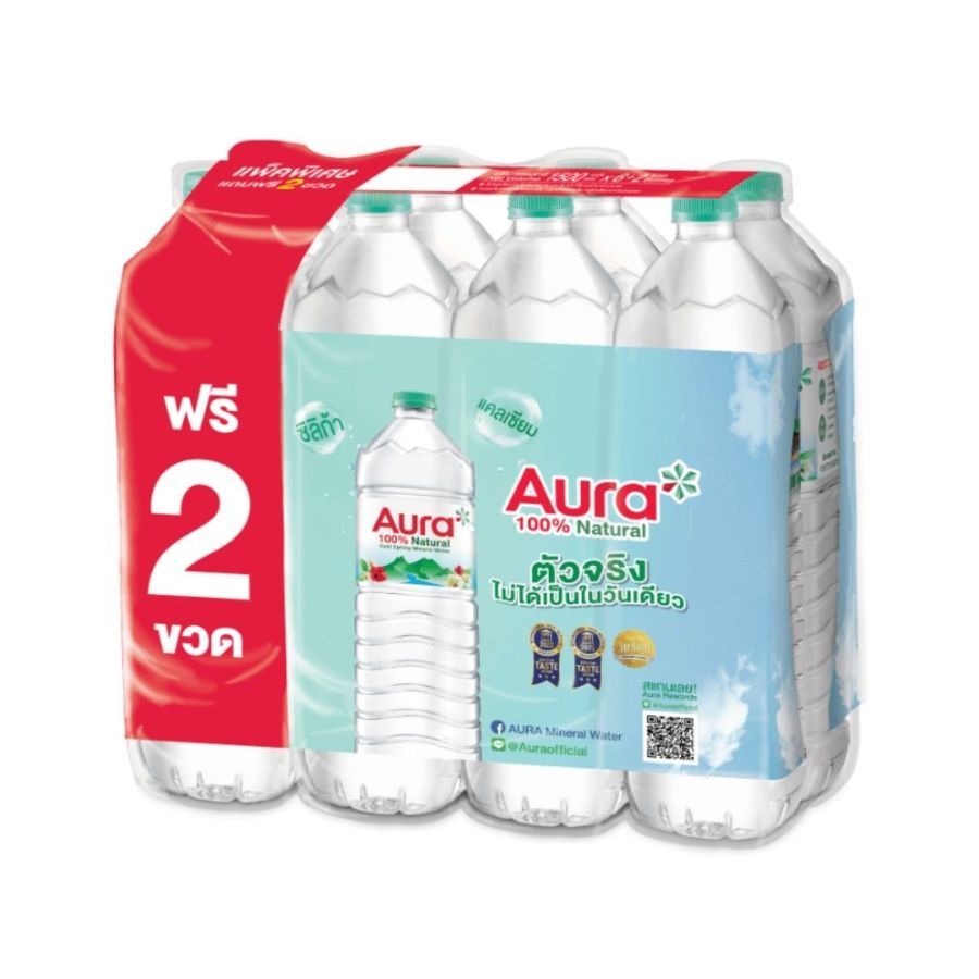 ออร่า น้ำแร่ธรรมชาติ Aura Mineral Water 1.5ltr. Pack6