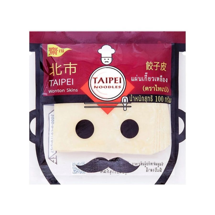 ไทเป แผ่นเกี๊ยวเหลือง Taipei Yellow Wonton Wrappers 100g.