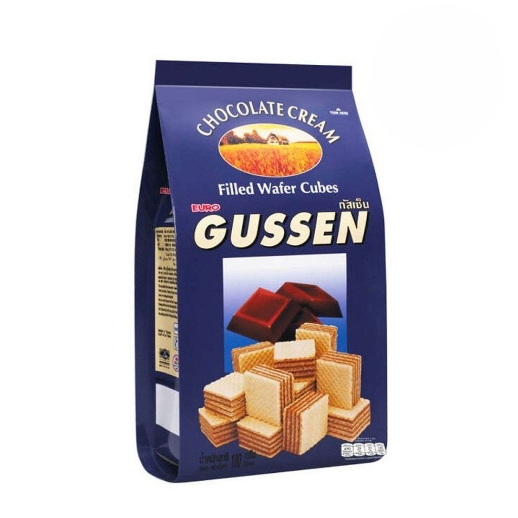 กัสเซ็น เวเฟอร์คิวบ์สอดไส้ครีมรสช็อกโกแลต Gussen Choco Cube 100g.