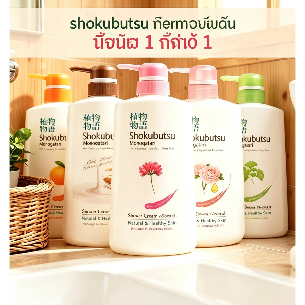 ครีมอาบน้ำโชกุบุสซึ ฮอกไกโด โมโนกาตาริ ซื้อ 1 แถม1 2 ขวด แพ็คคู่ ขวดปั้ม ครีมอาบน้ำโชกุบุสซึ 500 มล.