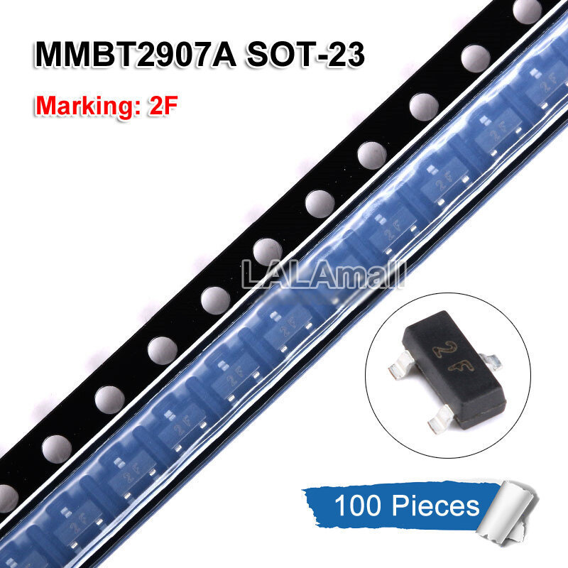 100pcs MMBT2907A SOT-23 เครื่องหมาย 2F MMBT2907ALT1G SOT23 SMD PNP -60V/0.6A 600mA ใหม่