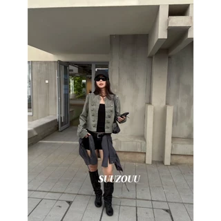❤ 🧵 🇰🇷 SU501 Crop Jacket เสกฟินิชลุคให้สวยเท่ สง่า และแพงระดับตัวแม่ด้วย แจ็กเก็ตยีน แฟชั่นเกาหลี TAG MM Fish 🧡