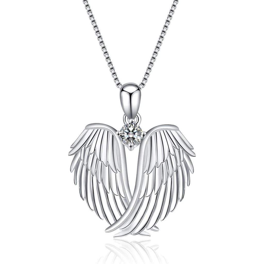 YFN Angel Wings สร้อยคอ 925 เงินสเตอร์ลิง Guardian Angel Wings จี้สร้อยคอ Birthstone สร้อยคอผู้หญิงส