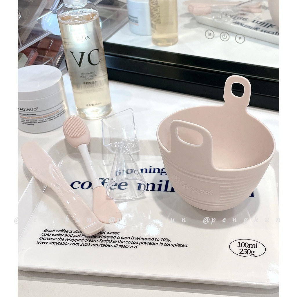 ชุดชามหน้ากากซิลิโคน DIY Beauty Conditioning พร้อมช้อนและแปรงเครื่องมือสปาเฉพาะ UV2U