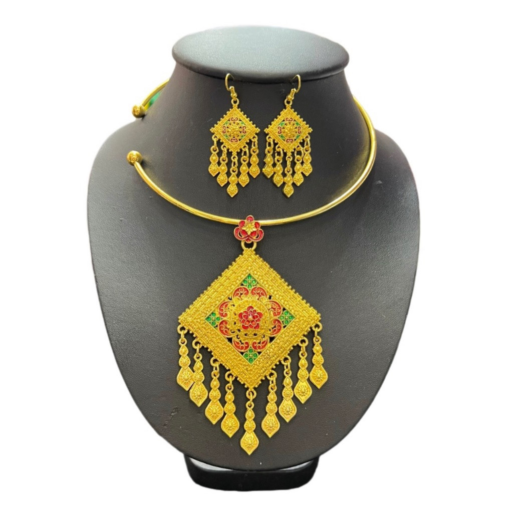 Accessories เครื่องประดับชุดไทย ชุดล้านนา ชุดสร้อยคอพร้อมต่างหู สีทอง รมดํา เงิน