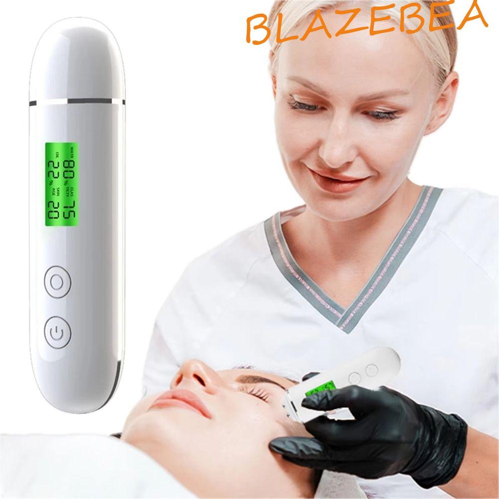 BLAZEBEA เครื่องวิเคราะห์ผิว, วัดความชื้นแบบชาร์จไฟได้แบบพกพา, เครื่องตรวจจับ LCD Digital Professional เครื่องทดสอบน้ํามันที่ถูกต้อง Skin Age Test