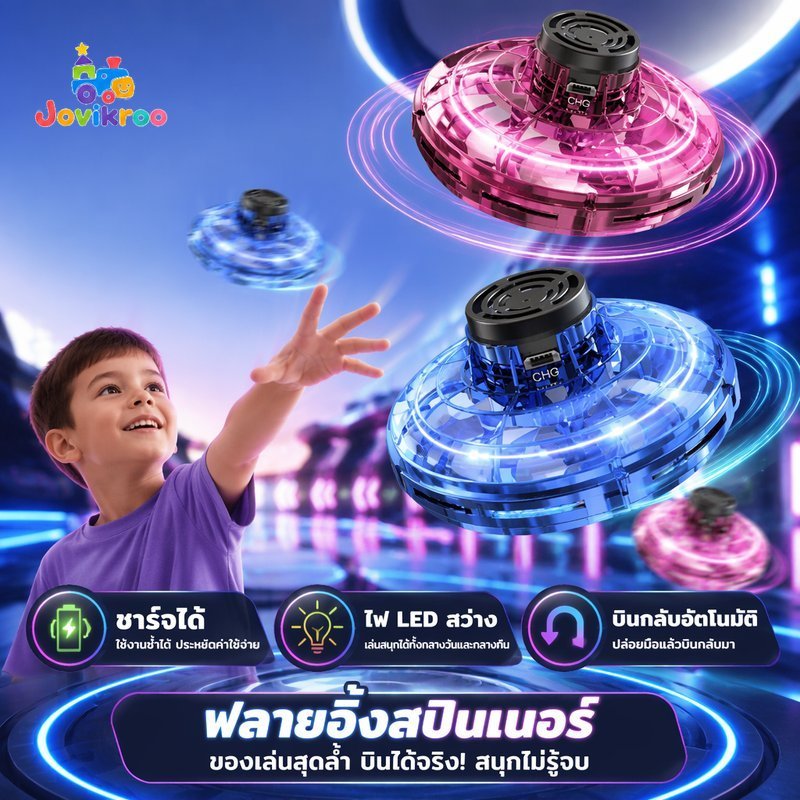 Flying Spinner ของเล่น Boomerang Hand Throw Mini Drone ไฟ LED USB ชาร์จความเครียดบรรเทาเด็ก