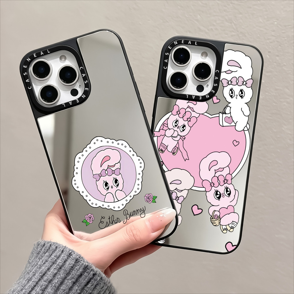 Esther Bunny Mirrorเคสโทรศัพท์น่ารักเข้ากันได้สําหรับiPhone 17 Pro Max 16 Plus 15 14 13 12 11 เคสแข็งกันกระแทกฝาครอบป้องกันผู้หญิง