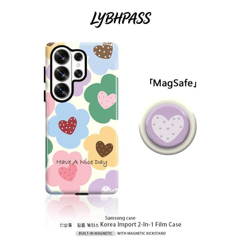 เคสซัมซุง+แม่เหล็ก Griptok MagSafe มินิมอล แฟชั่น ดอกไม้ หัวใจ 2ชั้น เคส Samsung galaxy s20/s21/s22/
