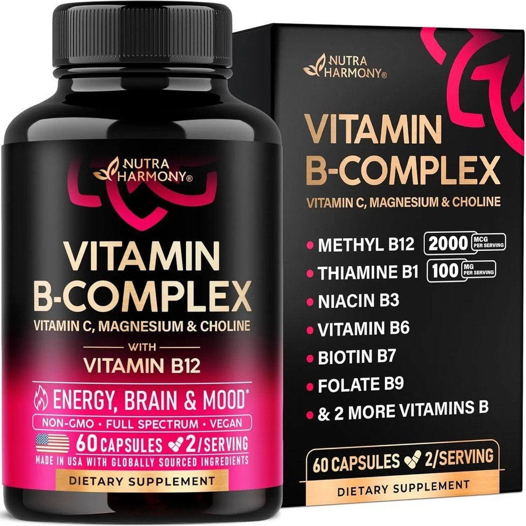 วิตามินBComplexCapsulesforMen&Women-11-in-1B-Complex:B1,B2,B3,B5,B6,B7,B8,B9,B12withVitaminC,C,C,C,C