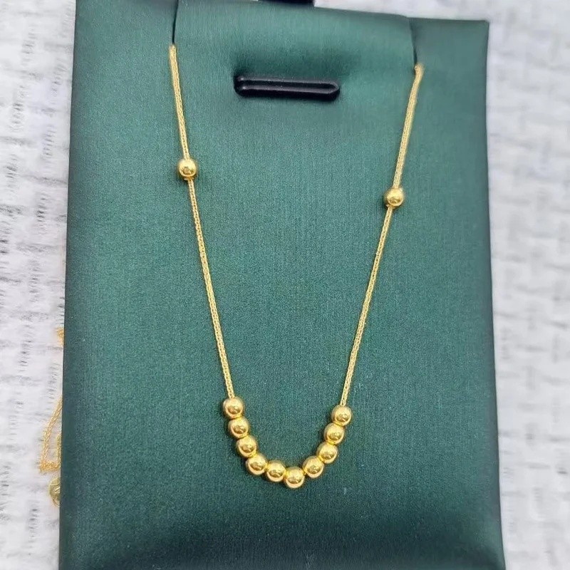 EYTT ขายร้อนทองแท้แฟชั่นออกแบบ AU750 โซ่ 18k Gold Bead Chain สร้อยคอขายส่ง