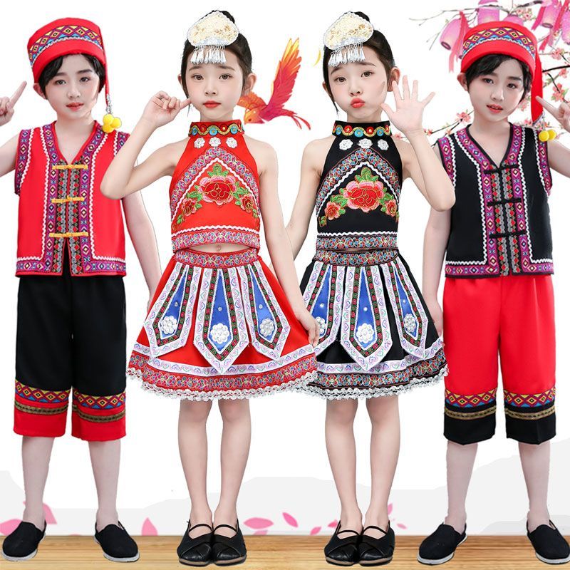 เวียดนามเด็ก Miao ชาติพันธุ์เต้นรําเครื่องแต่งกาย Minority Performance ชุดสําหรับ Buwan ng Wika แห่ง