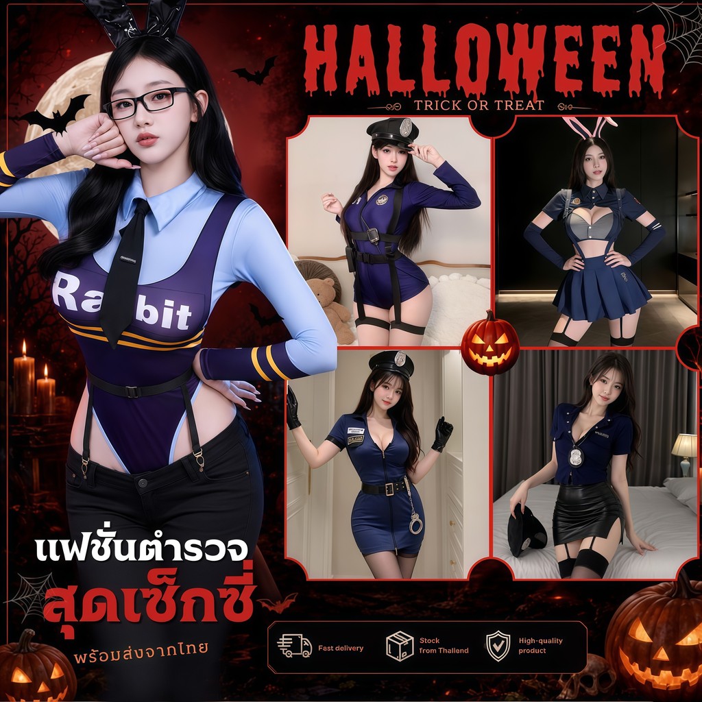 NIGHT TIME ชุดธีมอาชีพในฝัน ชุดตำรวจเซ็กซี่ ชุดคอสเพลย์ยั่ว 🚓 M-5XL | 40-100กก. SET-1415