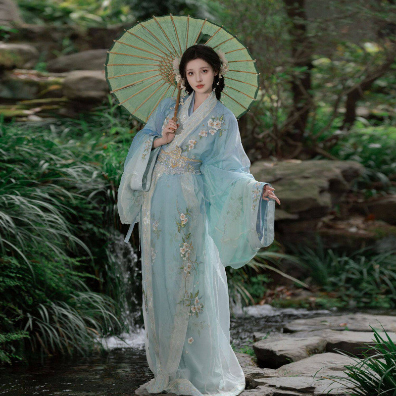 Li Huayingming Warring States Robe ตรง Hanfu Fairy ปักแขนใหญ่ National Heavy Industry เย็บปักถักร้อย