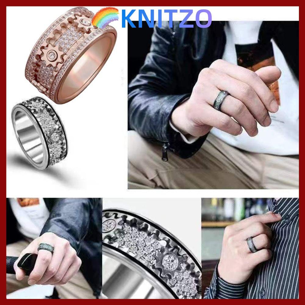 CODnITZO Gear Spinner Rings Diamond Ornate หมุน Cubic Zirconia