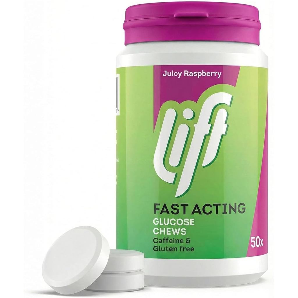 Lift Fast-Acting Glucose Chewable Energy Tablets, Raspberry, 6 แพ็ค 50 เม็ด