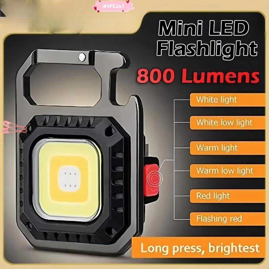 WUPEI47AD ไฟฉาย LED, ไฟทํางานกระเป๋าอลูมิเนียมอัลลอยด์ 800 Lumens, USB ชาร์จ Mini Multifunctional Ca