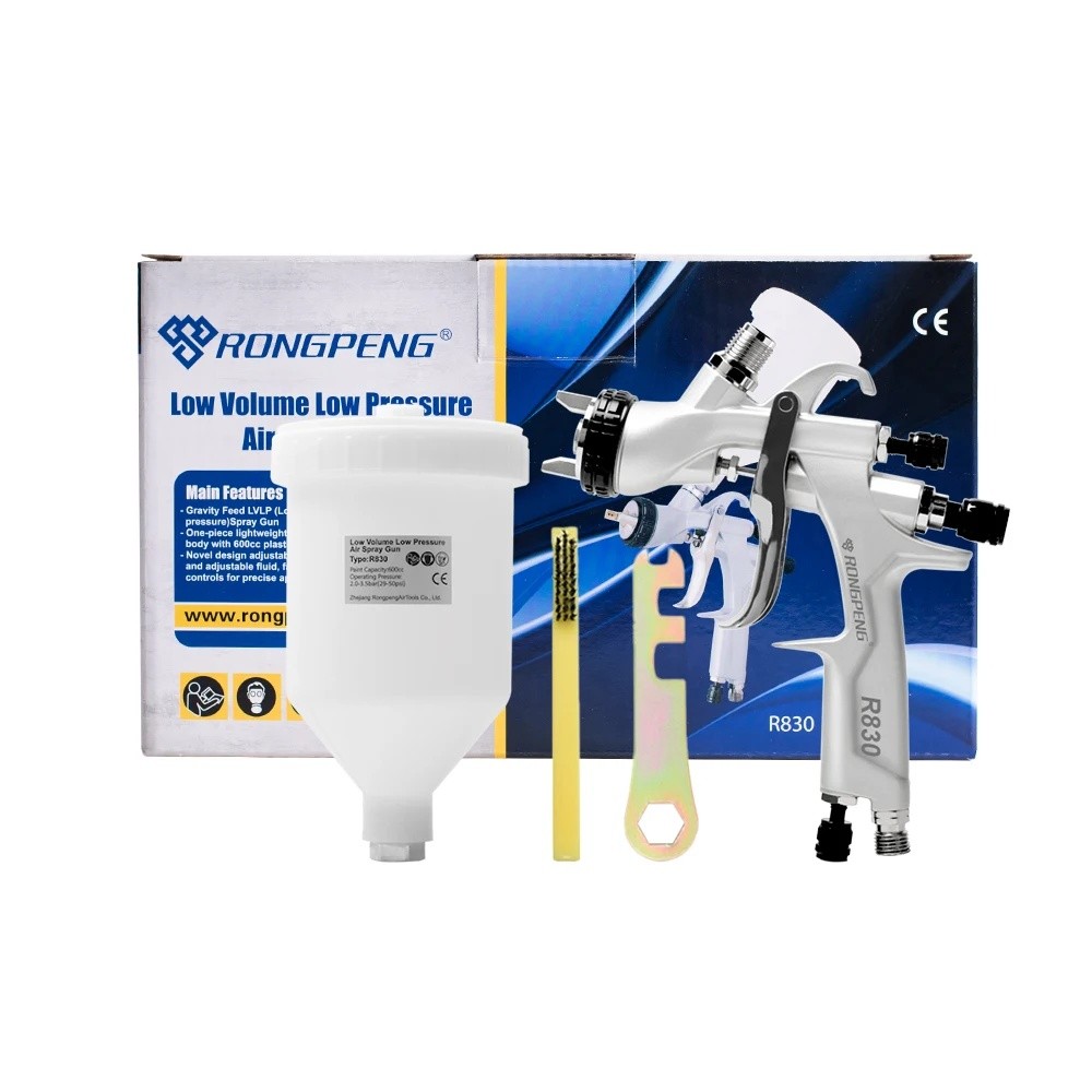 ASY1 RONGPENG R830 Professional LVLP Air Paint Spray Gun เกรดอุตสาหกรรม 600cc ถ้วยสําหรับรถยนต์ใช้กา