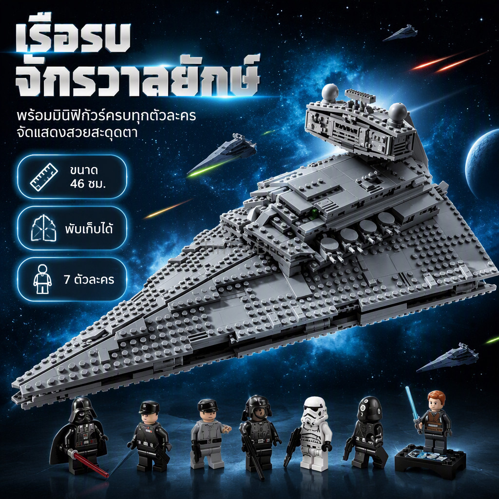 โมเดลต่อเติมจักรวาลสตาร์ วอร์ส 25 ปี เรือรบจักรพรรดิ 75394 ของเล่นเด็กชาย ชุดบล็อกประกอบชิ้นส่วนคุณภาพสูง