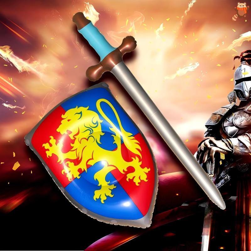 [AP] Inflatable และ Shield Knight Party Favors Set Blow Up Medieval Shield สําหรับ Prince Party Favo