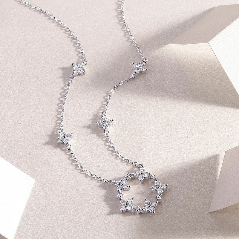 Fine Silver Moissanite จี้สร้อยคอเครื่องประดับแฟชั่นอัญมณีสร้อยคอสร้อยคอ