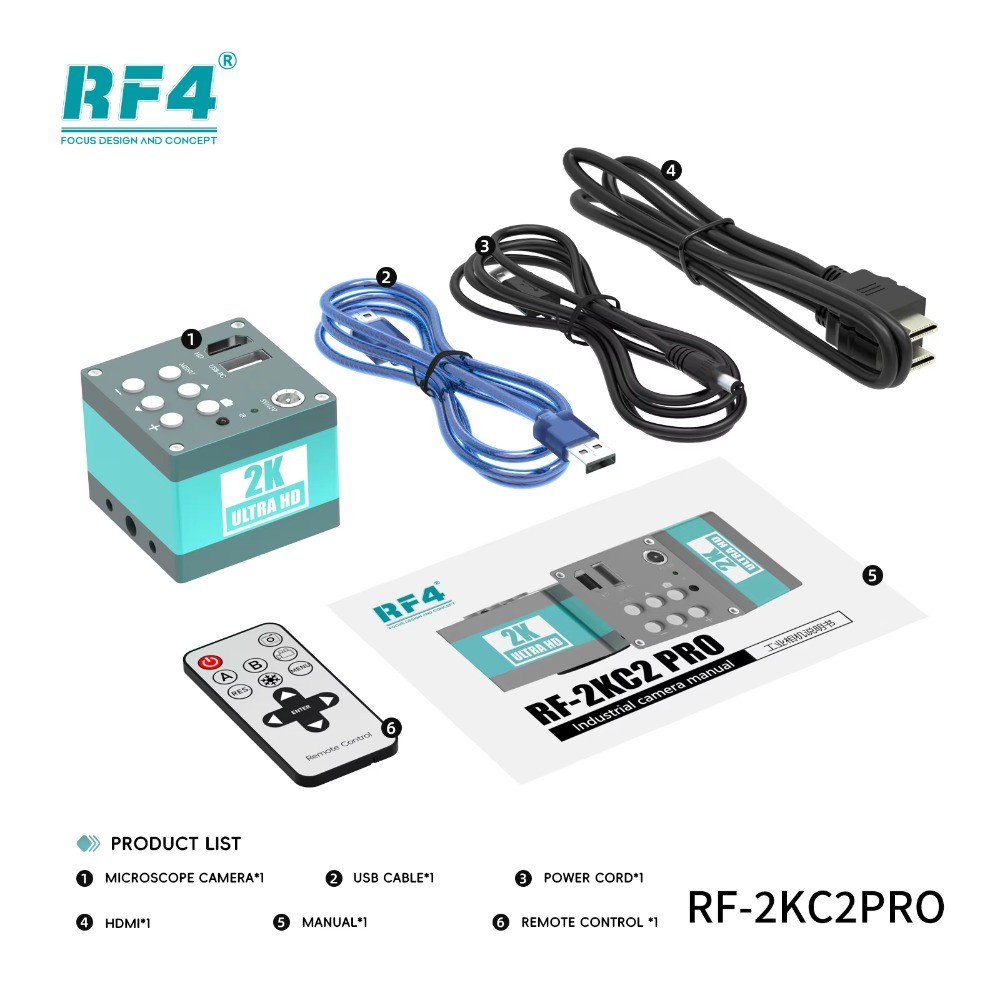 RF4-2KC2PRO HDMI 1080P กล้องกล้องจุลทรรศน์วิดีโอกล้องอุตสาหกรรมอิเล็กทรอนิกส์สังเกต IC เชื่อมซ่อมแว่