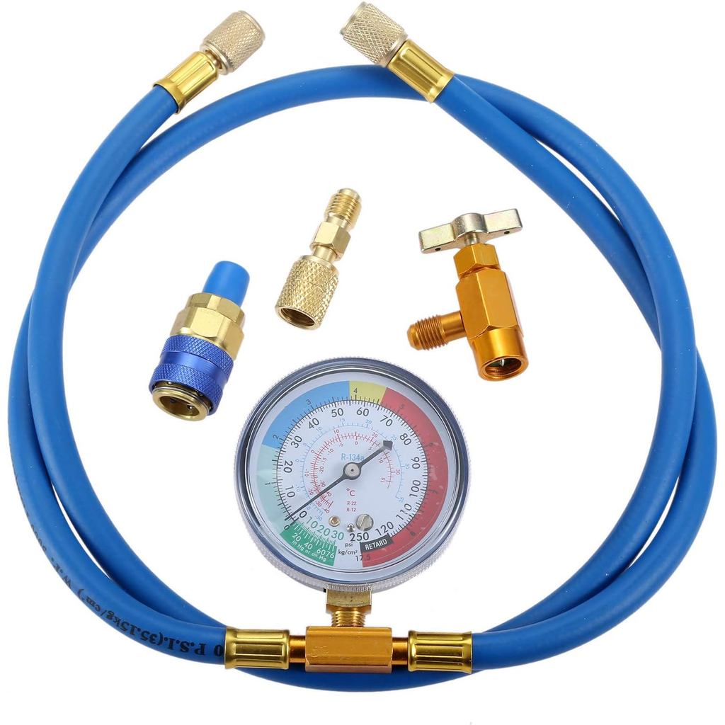 Aupoko R134A ชุดท่อชาร์จพร้อมเกจวัด, 59 AC Refrigerant Rechargeing ท่อ 1/2 "หญิง R134A ประเภทเจาะสาม