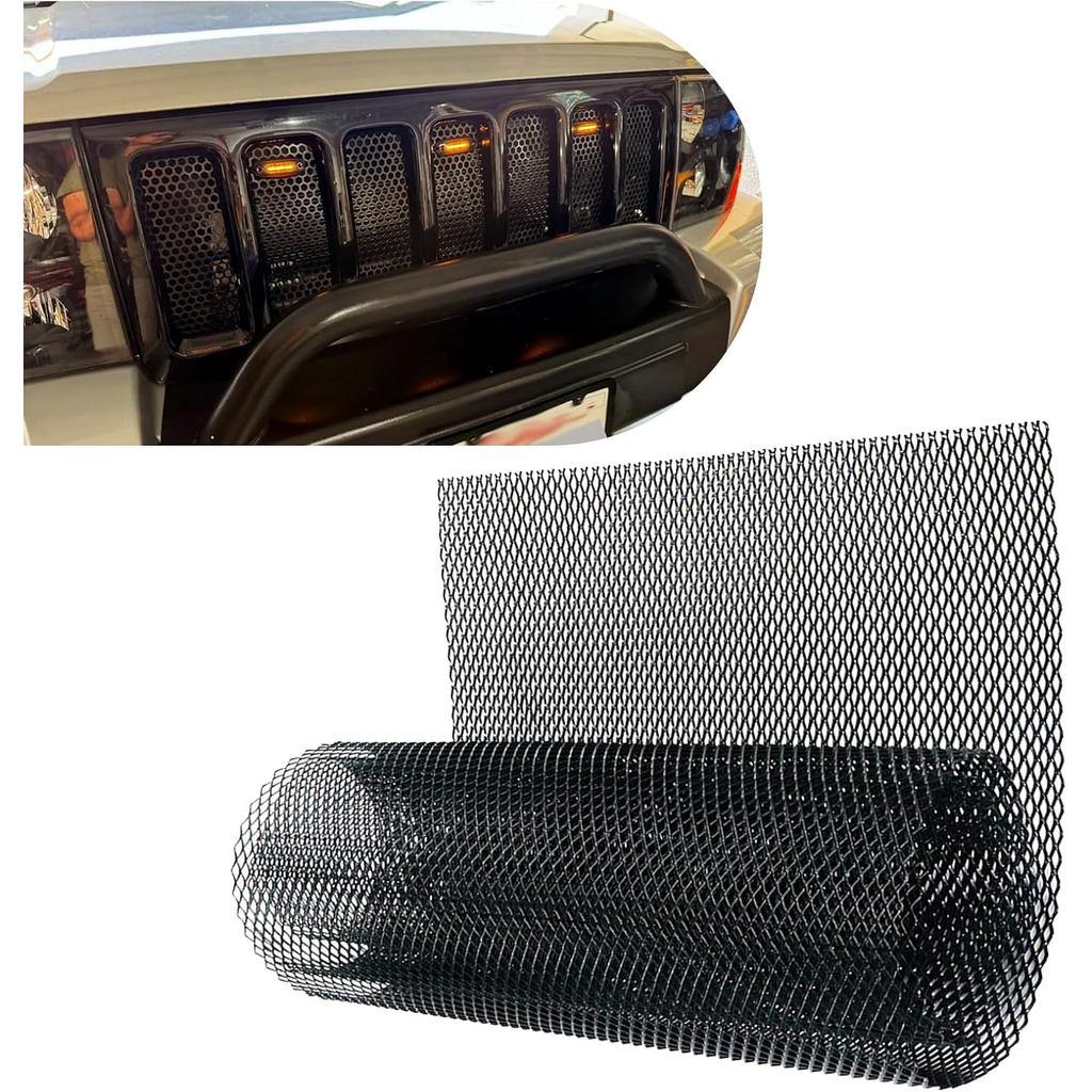 40"x13" Universal Car Grill Mesh, Aluminium Alloy Automobile Grille ใส่กันชน, 3 x 6mm Rhombic Hole, 
