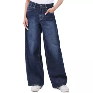LEE กางเกงยีนส์ผู้หญิง เอวสูง ทรงขากว้าง Wide Leg รุ่น LE S226WWIDN26 สียีนส์เข้ม